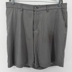 Adidas Golf Shorts Mens 38 Grey Gingham Plaid Performance Gripper Waistband